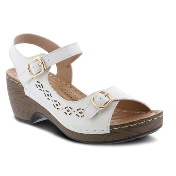 Patrizia Spring Step "Shantay" White Wedge Platform Sandal Women 42 (US10.5 -11) - Picture 1 of 12